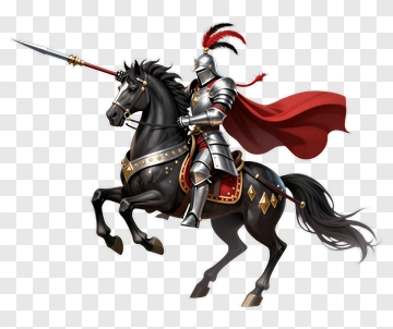 Knight On A Black Horse With A Spear PNG