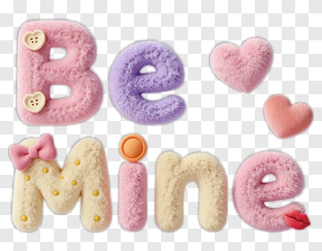 Felt Letters Be Mine With Hearts PNG