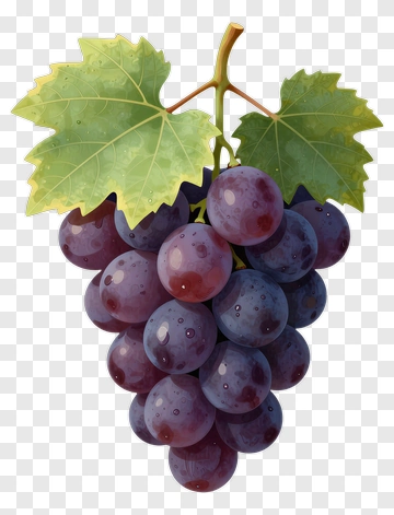 Realistic Grapes With Leaves PNG