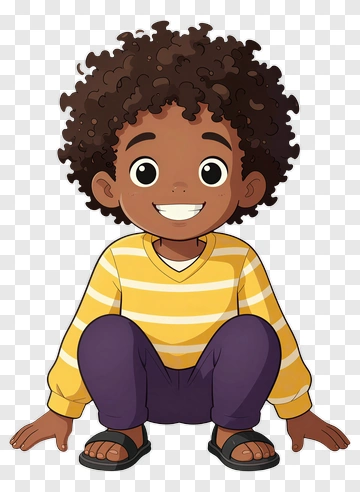 Cartoon Boy Sitting And Smiling PNG