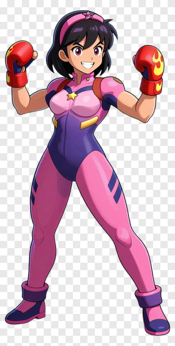 Cartoon Boxer With Pink Gloves PNG