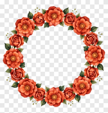 Floral Wreath With Orange Roses PNG
