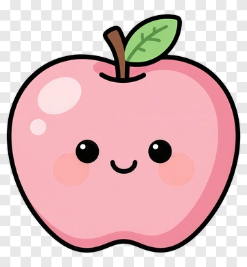 Cute Pink Apple With A Smile PNG