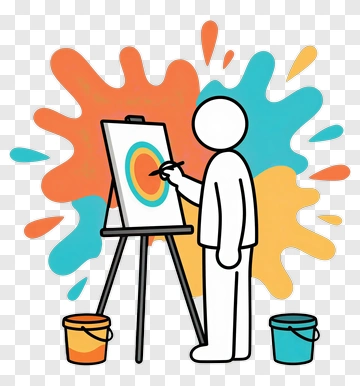 Cartoon Artist Painting On An Easel PNG