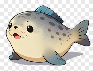 Cartoon Seal With A Blue Fin PNG
