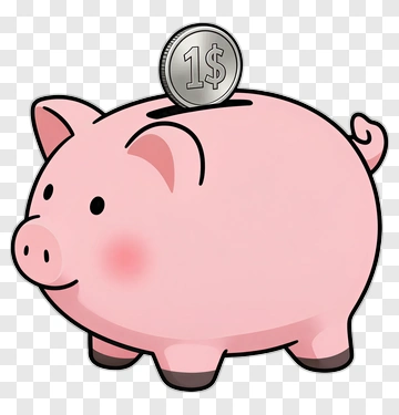 Cartoon Piggy Bank With A Coin PNG