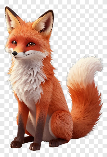 3D Cartoon Fox Sitting PNG