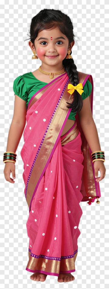 Girl Wearing A Pink Traditional Dress PNG