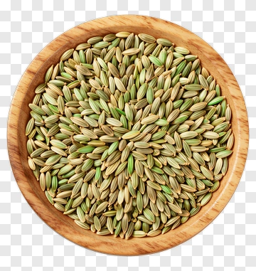 Wooden Bowl Filled With Fennel Seeds PNG