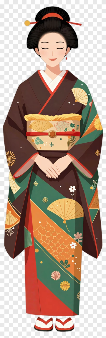 Woman In Traditional Japanese Kimono PNG