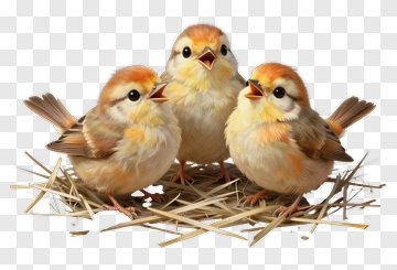 Three Baby Birds In A Nest PNG