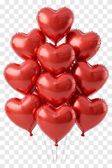 Red Heart Balloons PNG