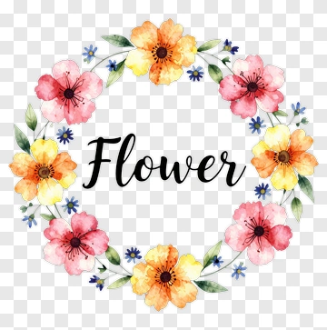 Colorful Flower Wreath With Text PNG