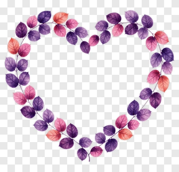 Colorful Leaf Heart Wreath PNG