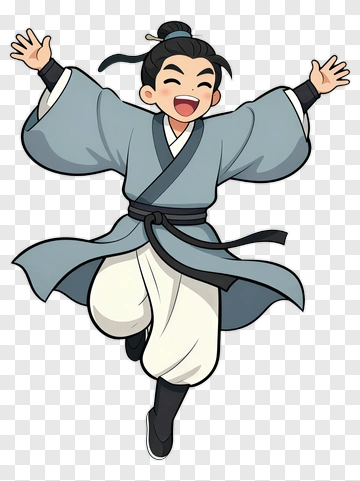 Cartoon Boy Jumping With Joy PNG