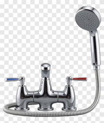 Chrome Bathroom Faucet With Showerhead PNG