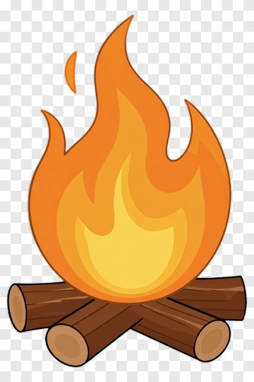 Cartoon Campfire With Flames PNG