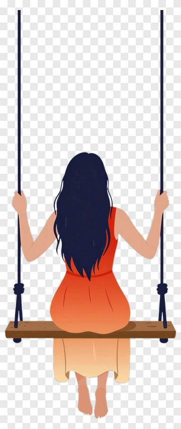 Woman Sitting On A Swing PNG