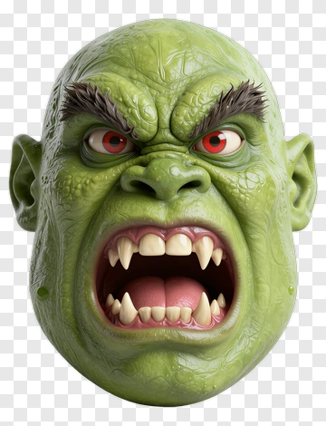 Angry Green Monster Face PNG