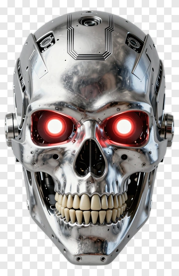 Robot Skull With Red Eyes PNG