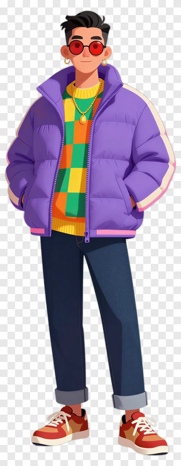 Stylish Young Man In Colorful Outfit PNG