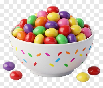 Colorful Candy Bowl Filled With Jelly Beans PNG