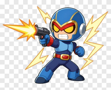 Cartoon Superhero Shooting A Gun PNG