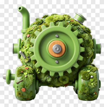 Green Eco-Friendly Gear With Plants PNG