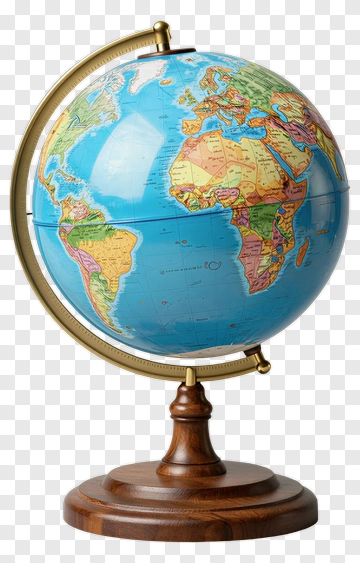 Classic Globe On Wooden Stand PNG