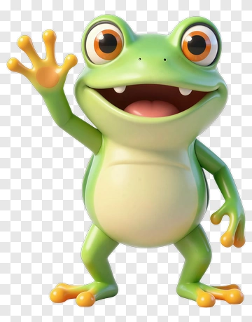 Cartoon Frog Waving Hello PNG