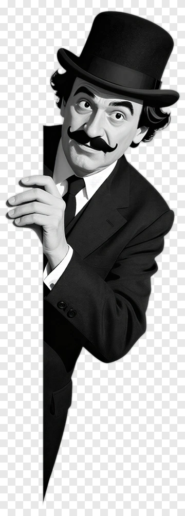 Man In A Top Hat With A Mustache PNG