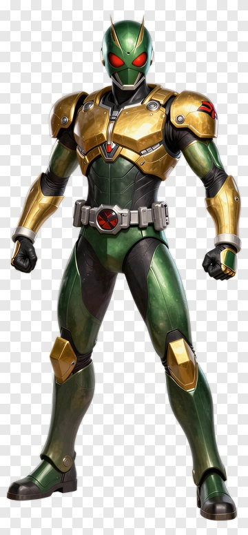 Superhero Character In Green And Gold Armor PNG