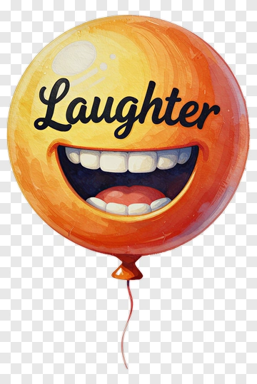 Smiley Balloon With Laughter Text PNG