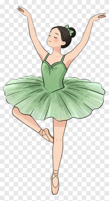 Ballet Dancer In Green Tutu PNG