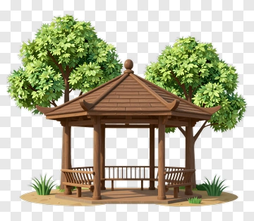 Wooden Gazebo Surrounded By Trees PNG