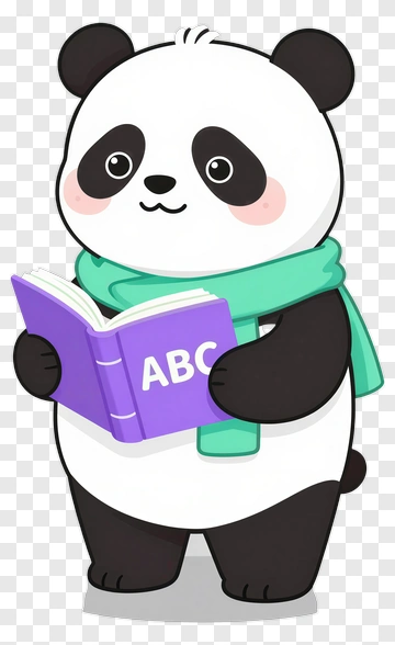 Cartoon Panda Holding An Abc Book PNG