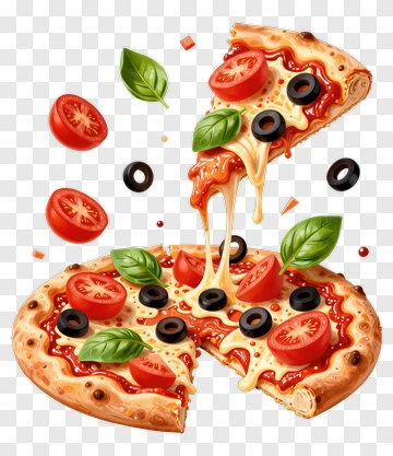 Pizza Slice With Fresh Tomatoes And Olives PNG