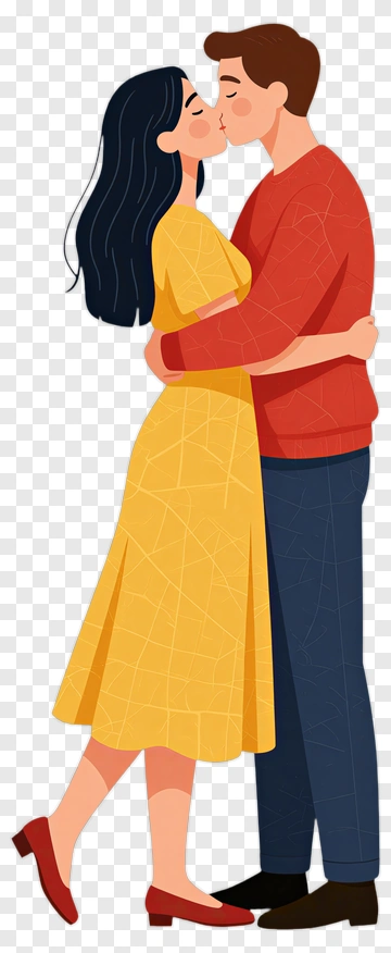 Couple Kissing In A Yellow Dress PNG