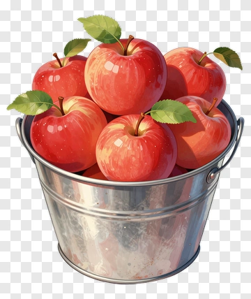 Bucket Of Red Apples PNG