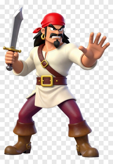Cartoon Pirate Holding A Sword PNG