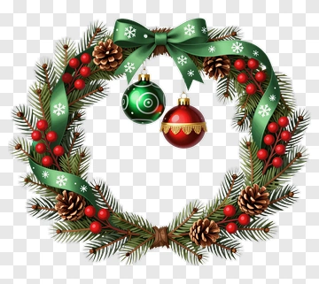 Christmas Wreath With Ornaments And Pinecones PNG