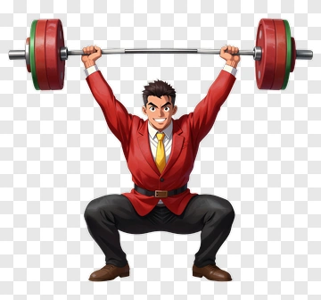 Cartoon Weightlifter In A Red Suit PNG