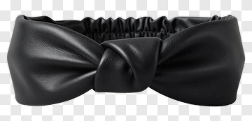 Black Leather Headband With Knot PNG