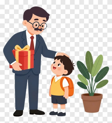 Happy Teacher Giving A Gift To A Student PNG