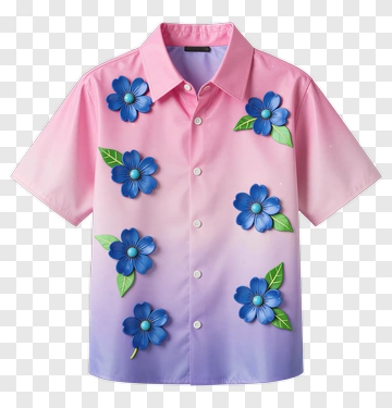 Floral Short Sleeve Shirt PNG