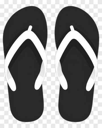 Black Flip Flops With White Straps PNG