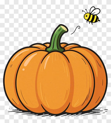 Cartoon Pumpkin With A Bee PNG