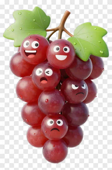 Cartoon Grapes With Emotions PNG
