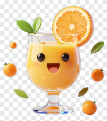 Happy Orange Juice With Smiley Face PNG