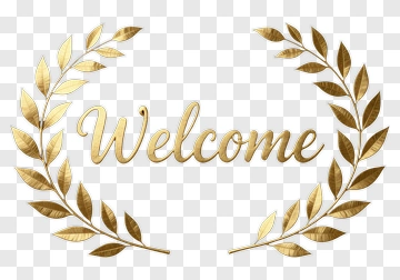 Welcome Text With Decorative Leaves PNG